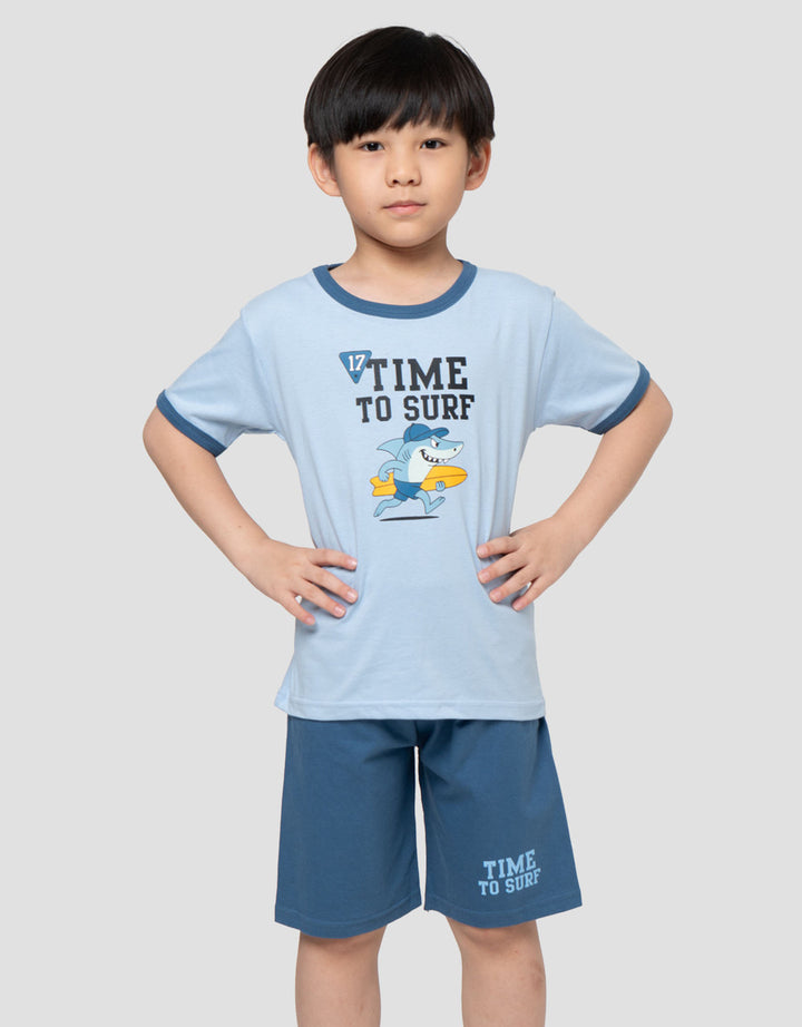 Little M Time To Surf Shark Pakaian Setelan Anak Laki-laki