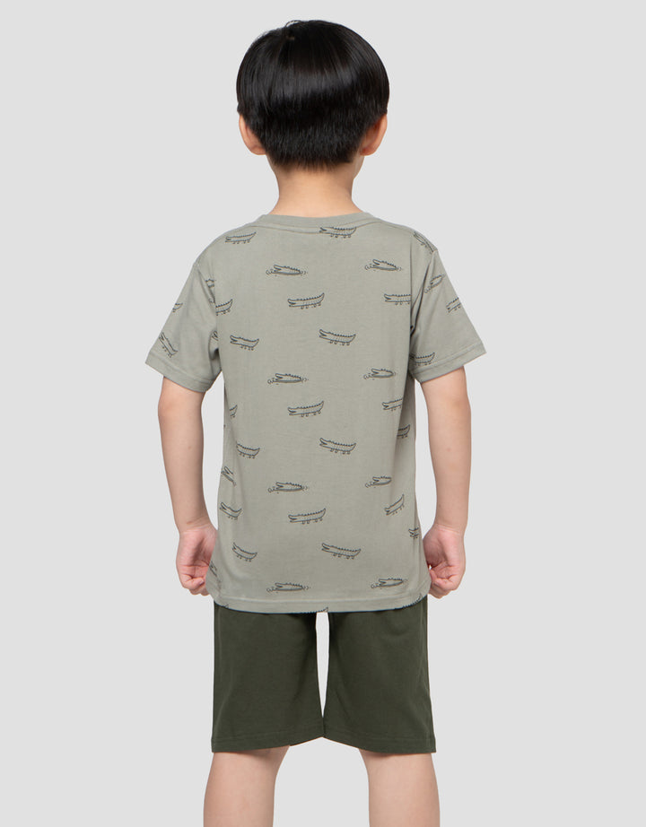 Little M Fullprint Crocodile Pakaian Setelan Anak Laki-laki