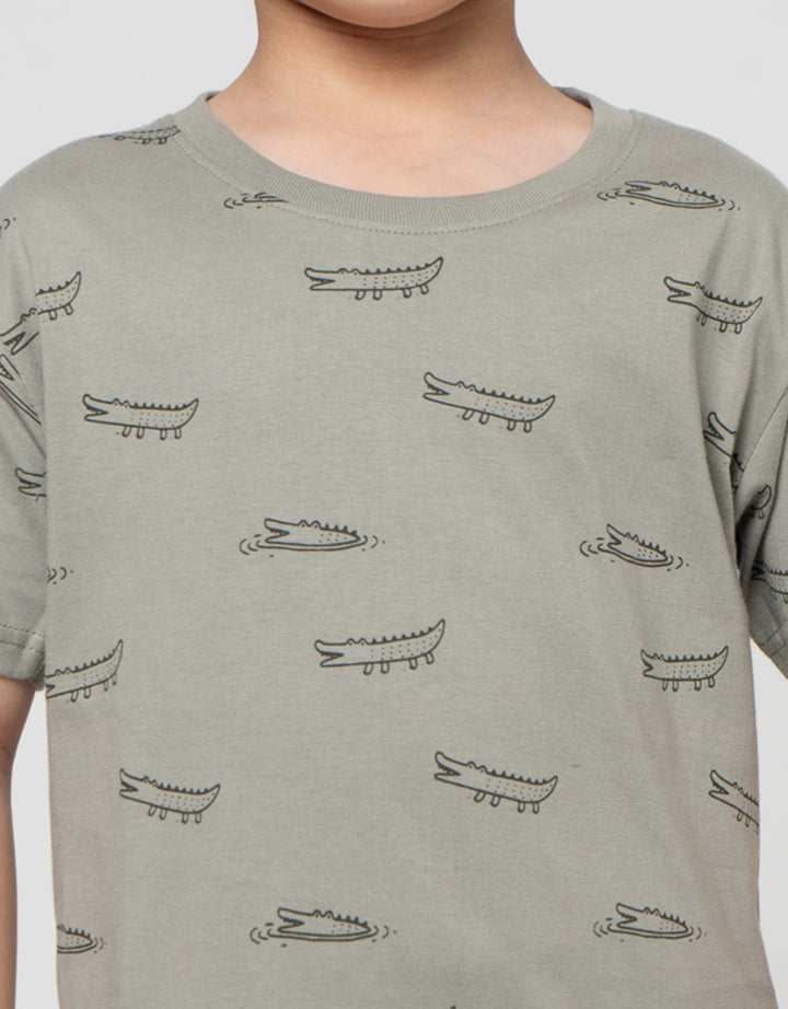Little M Fullprint Crocodile Pakaian Setelan Anak Laki-laki