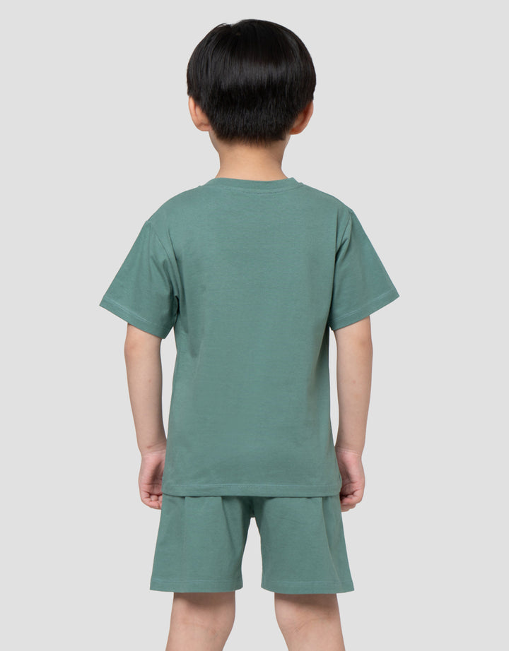 Little M Bear Wild Adventure Bordir Pakaian Setelan Anak Laki-laki