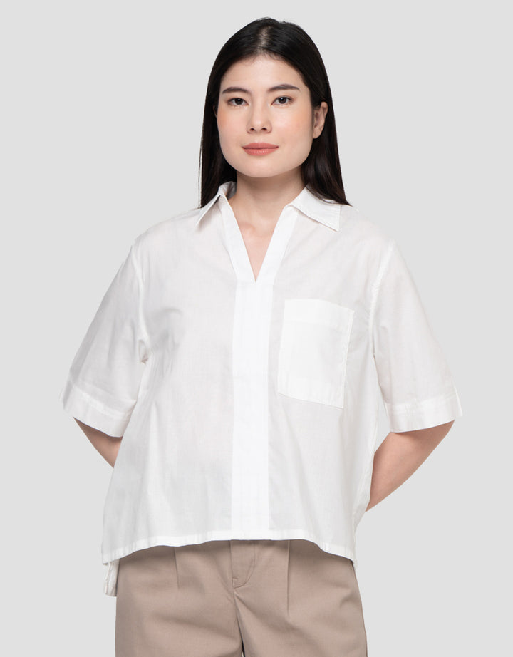 Connexion Plain Boxi Top With Pocket Blouse Wanita