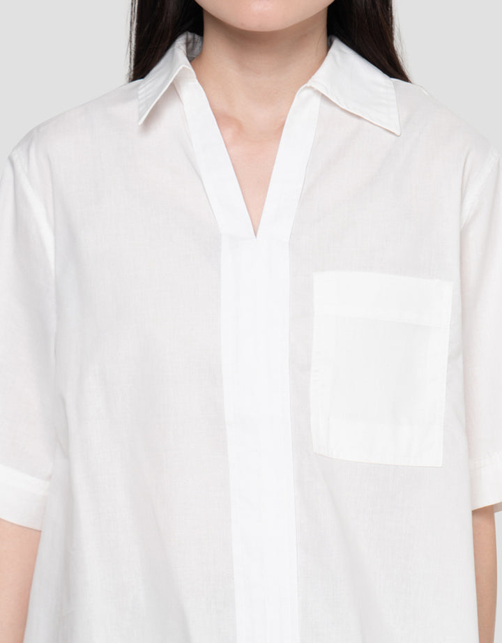 Connexion Plain Boxi Top With Pocket Blouse Wanita