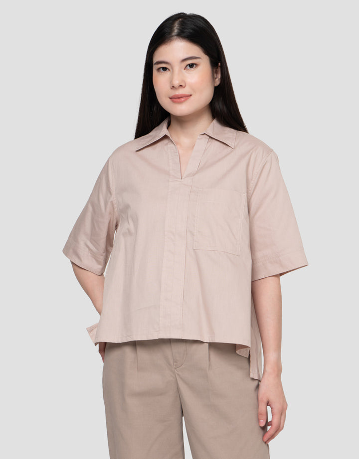 Connexion Plain Boxi Top With Pocket Blouse Wanita