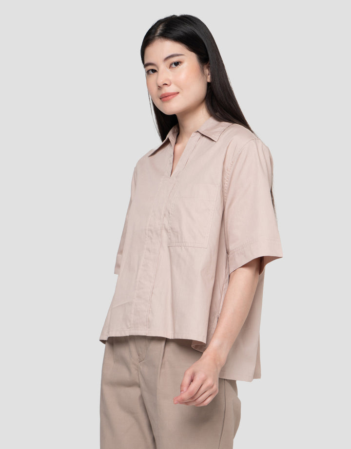 Connexion Plain Boxi Top With Pocket Blouse Wanita