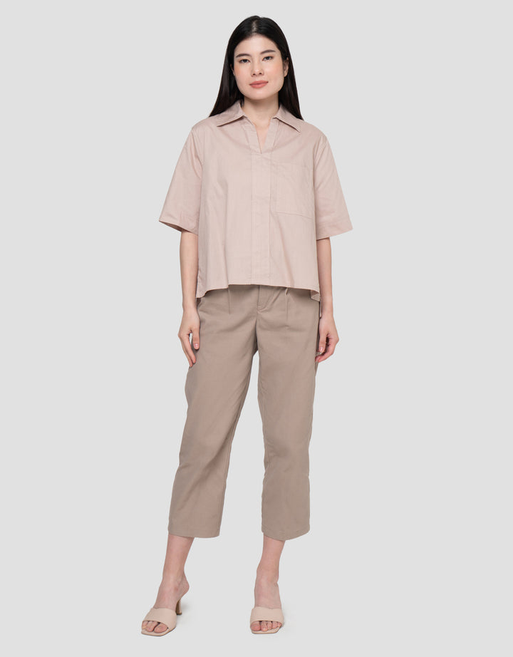 Connexion Plain Boxi Top With Pocket Blouse Wanita