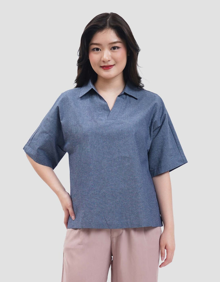 Connexion Chambray Boxi Blouse Wanita