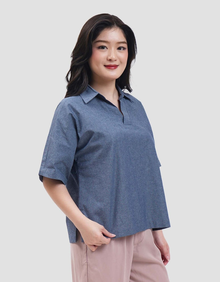 Connexion Chambray Boxi Blouse Wanita