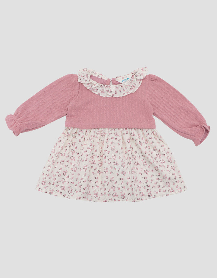 Little M Woven Print Dots Flower Midi Dress Bayi