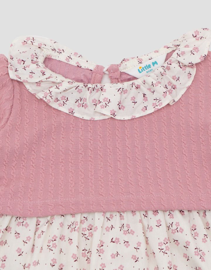 Little M Woven Print Dots Flower Midi Dress Bayi