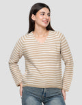 Connexion Rajut V-Neck Kaos Wanita