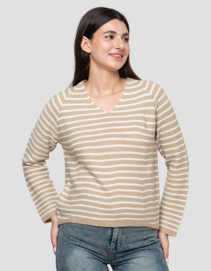 Connexion Rajut V-Neck Kaos Wanita