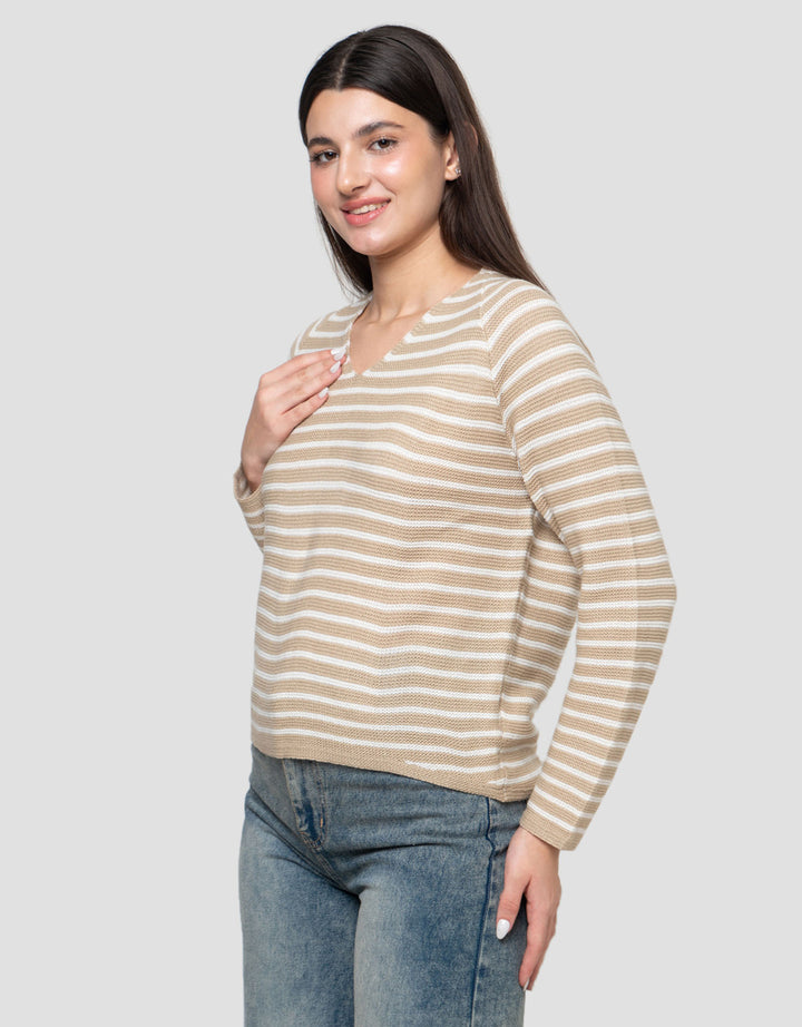 Connexion Rajut V-Neck Kaos Wanita