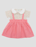 Little M Overall Woven Print Bunga Midi Dress Setelan Bayi