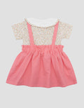 Little M Overall Woven Print Bunga Midi Dress Setelan Bayi