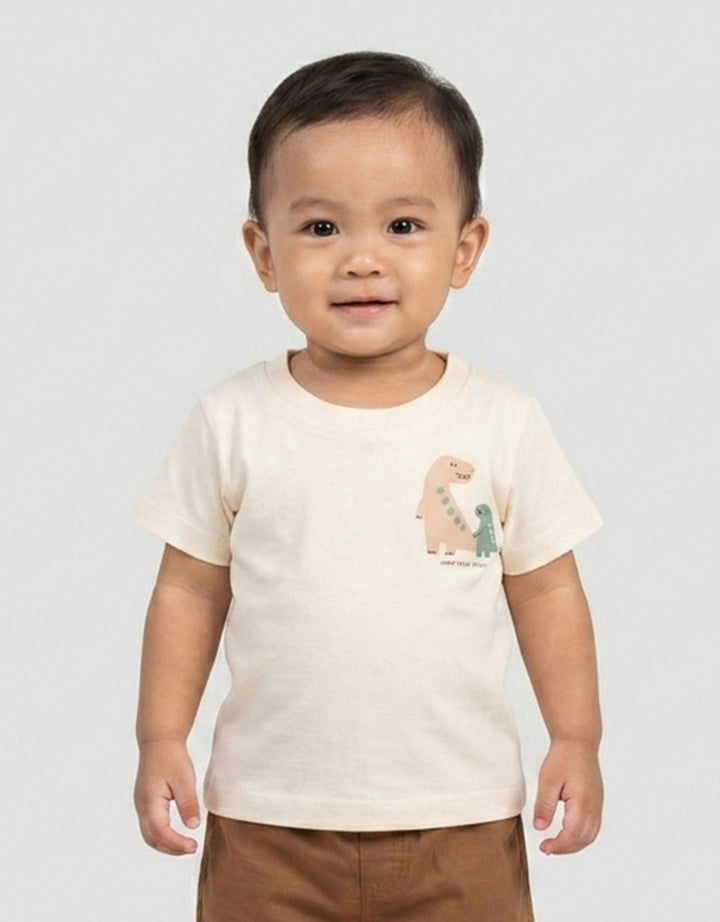 Little M Short Sleeve T-Shirt Print Dino Fam Kaos Bayi