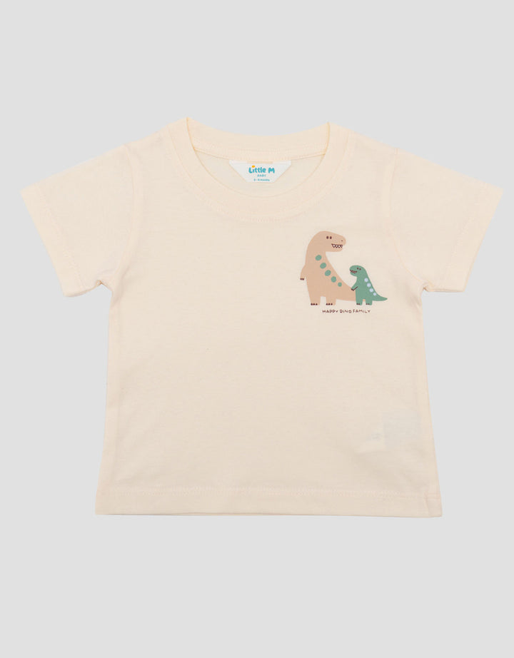 Little M Short Sleeve T-Shirt Print Dino Fam Kaos Bayi