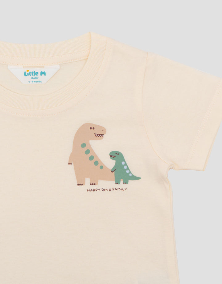 Little M Short Sleeve T-Shirt Print Dino Fam Kaos Bayi