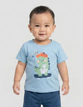 Little M Short Sleeve T-Shirt Print Happy Dino Kaos Bayi
