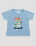 Little M Short Sleeve T-Shirt Print Happy Dino Kaos Bayi