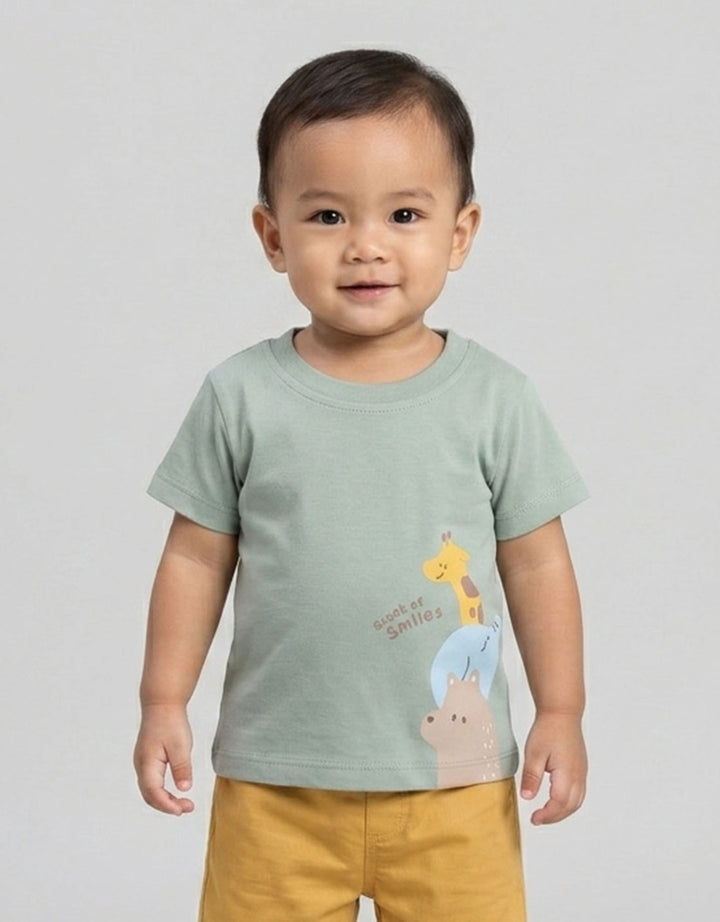Little M Short Sleeve T-Shirt Print Giraffe Kaos Bayi