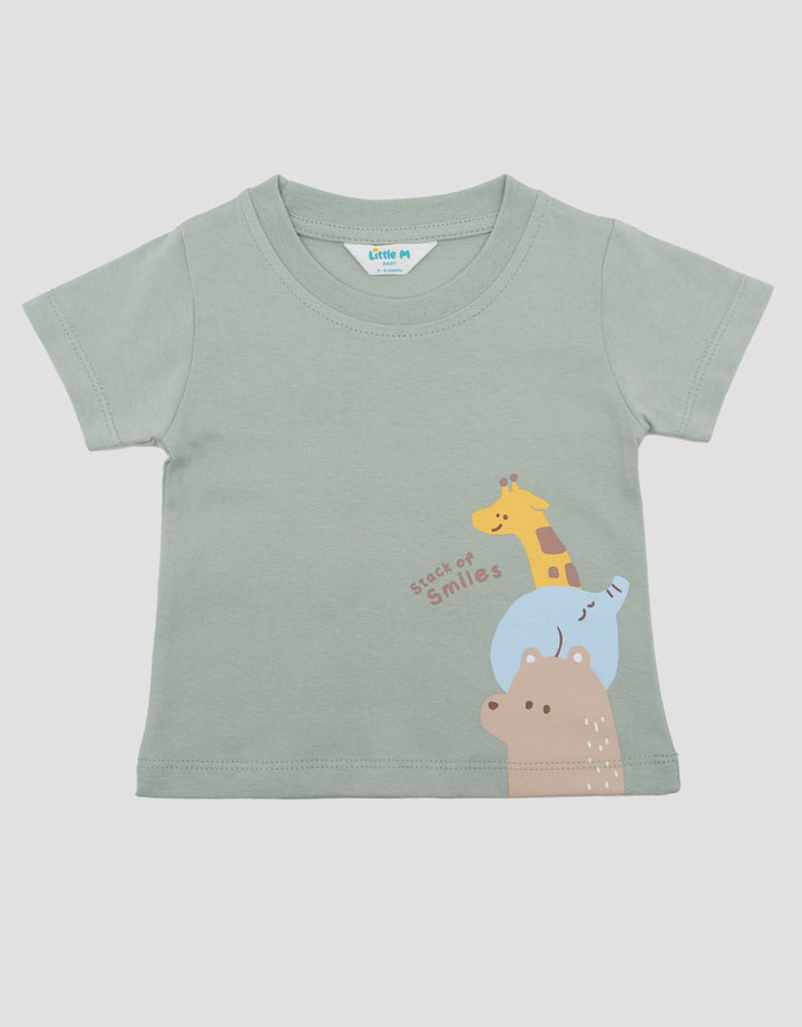 Little M Short Sleeve T-Shirt Print Giraffe Kaos Bayi