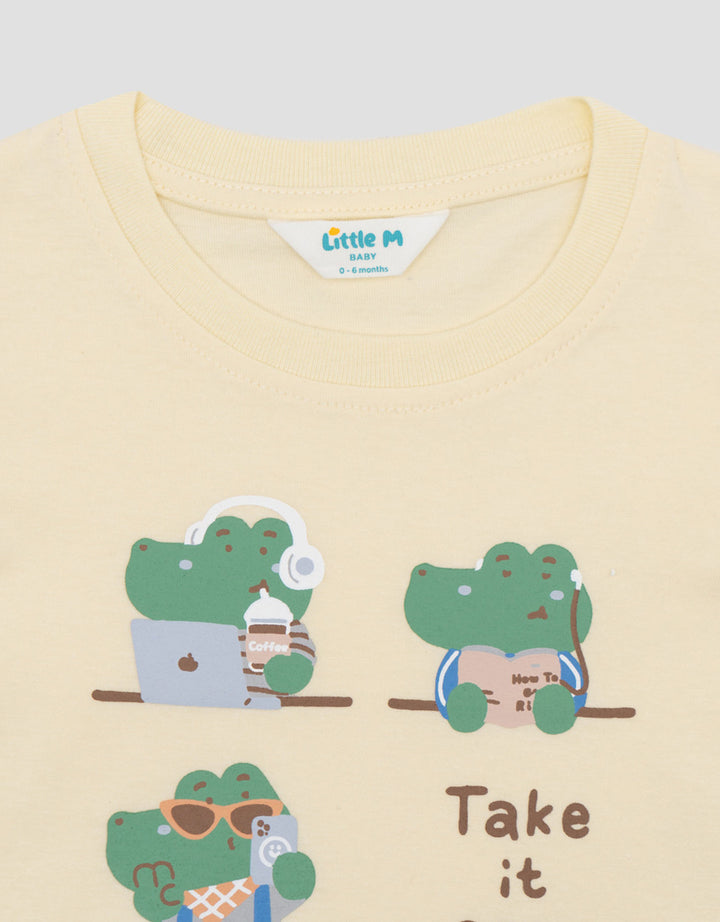 Little M Short Sleeve T-Shirt Print Dino Fam Kaos Bayi