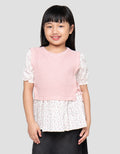 Little M Flat Knit With Woven Sweater Anak Perempuan