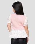 Little M Flat Knit With Woven Sweater Anak Perempuan