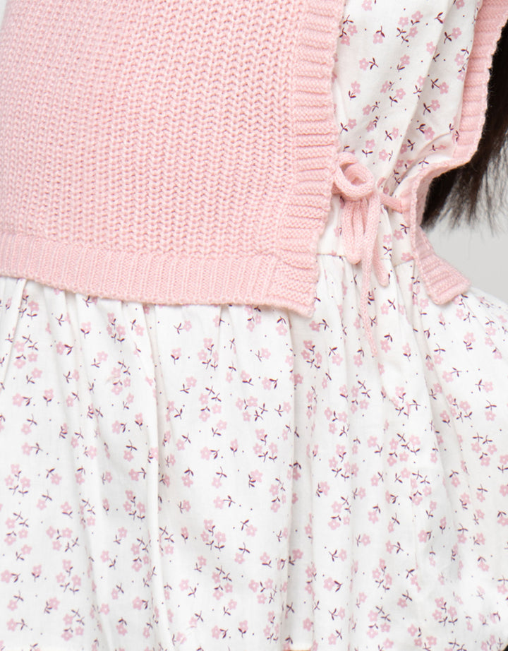 Little M Flat Knit With Woven Sweater Anak Perempuan