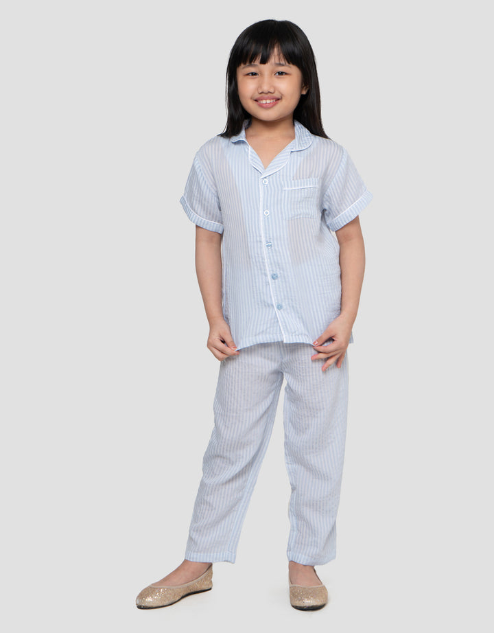 Little M Sleepwear Motif Garis Setelan Anak Perempuan