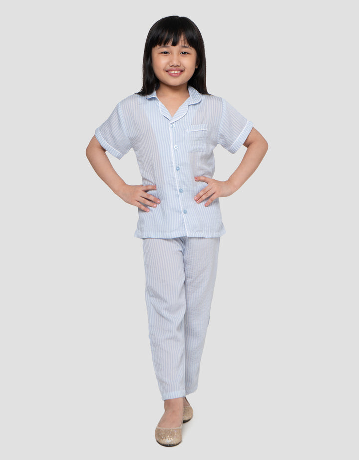 Little M Sleepwear Motif Garis Setelan Anak Perempuan