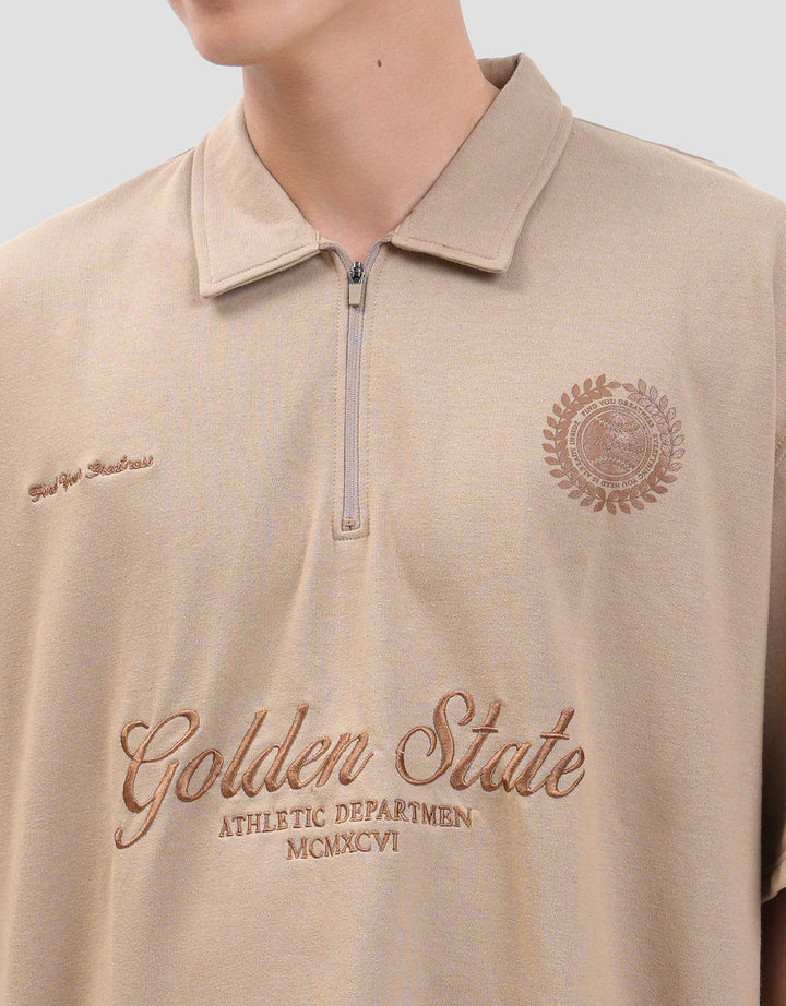 Nevada Embro Zipper Collar - Oversized Kaos Polo Pria