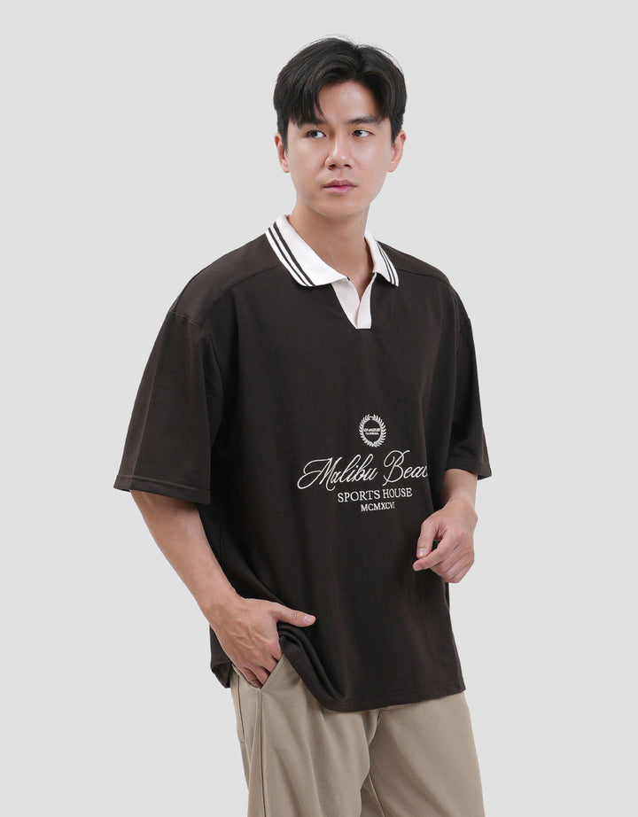 Nevada Embro V Neck Collar - Oversized Kaos Polo Pria