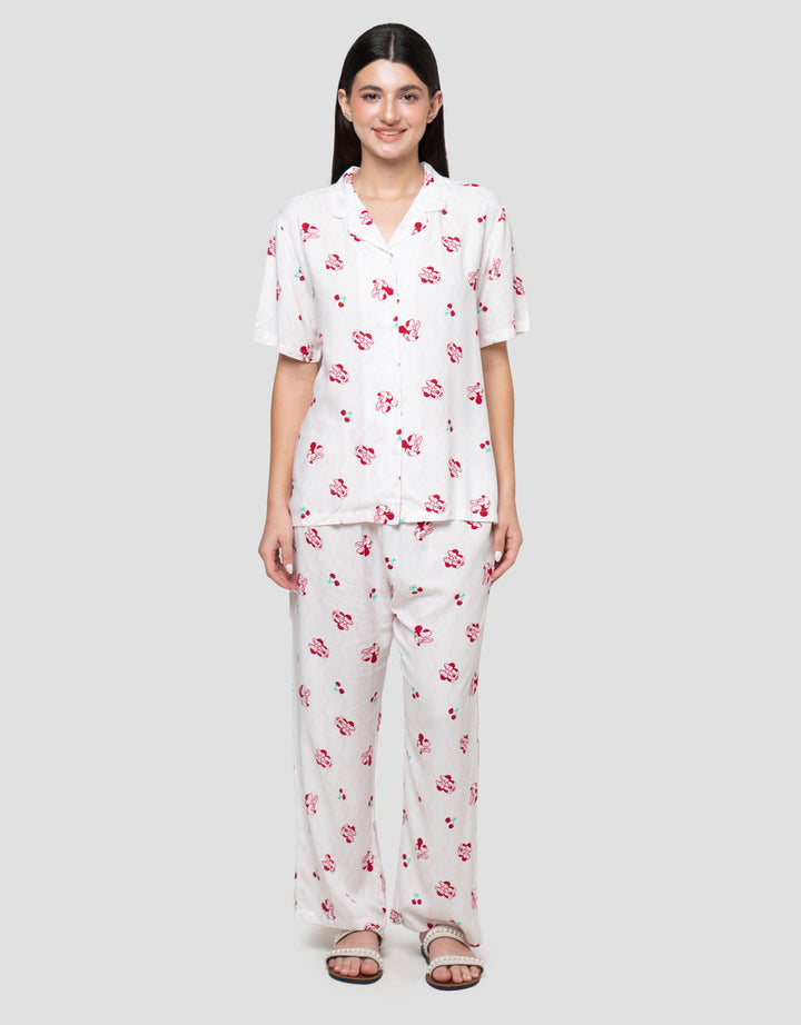 Disney Minnie Cherry In Line Viscose Setelan Piyama Wanita