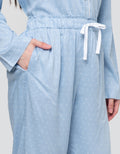 Nevada Polkadot Pj Set With Piping Setelan Piyama Wanita