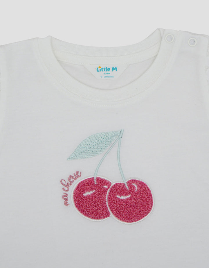 Little M Chenille Cherry Print Kaos Bayi