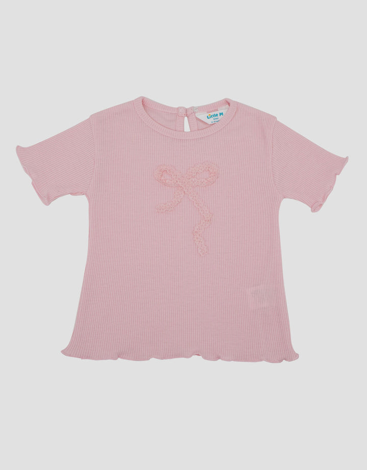Little M Rib With Lace Pita Print Kaos Bayi