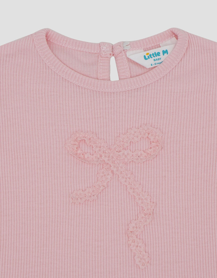 Little M Rib With Lace Pita Print Kaos Bayi
