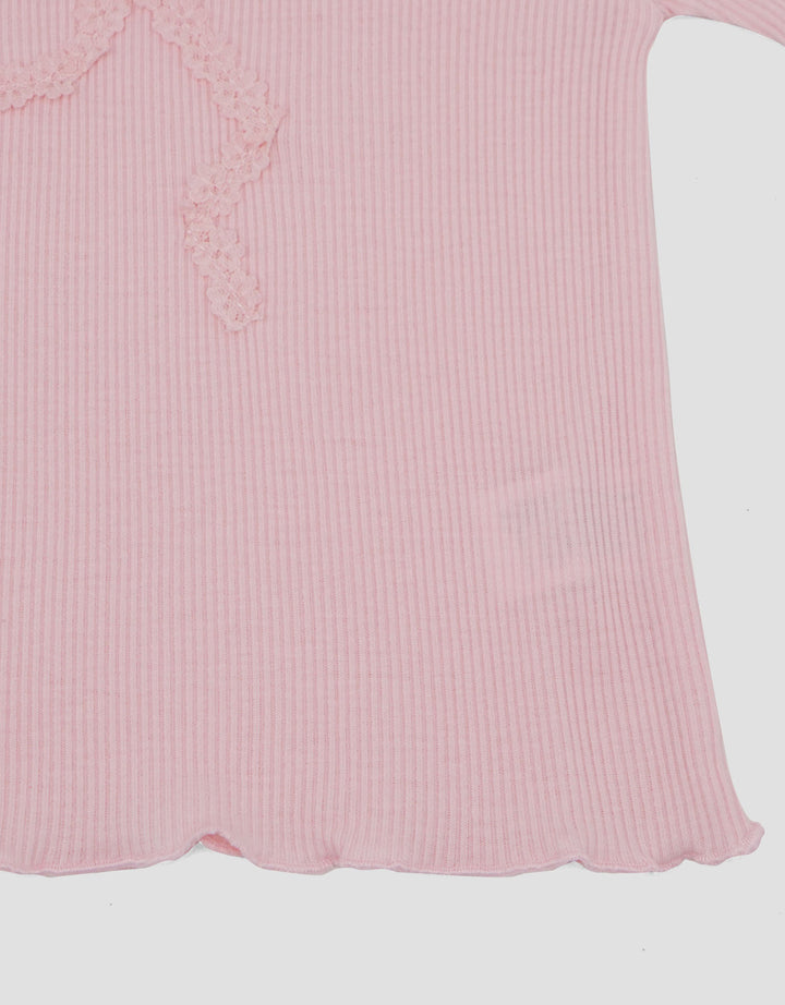 Little M Rib With Lace Pita Print Kaos Bayi