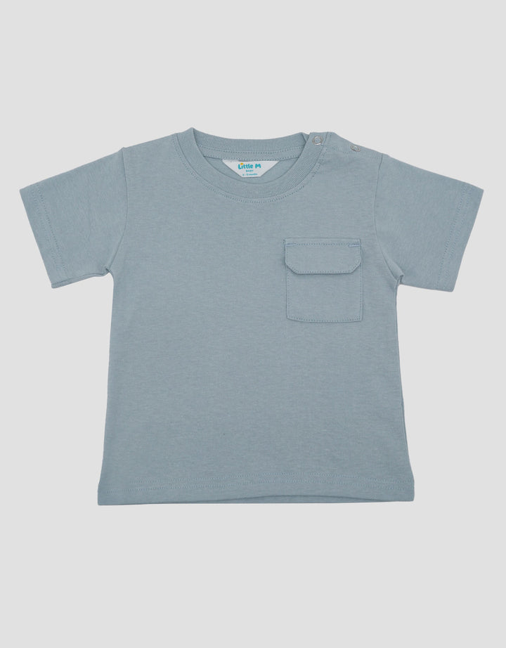 Little M With Plain Pocke Print Kaos Bayi