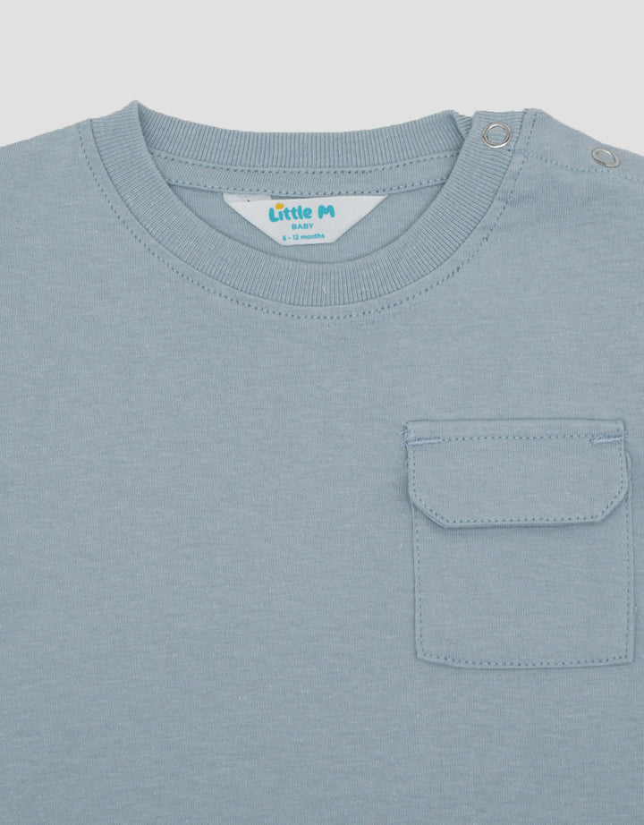 Little M With Plain Pocke Print Kaos Bayi