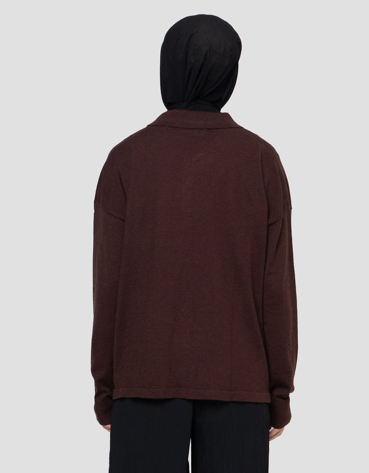 Annisa Ls Knit Top With Collar Kaos Wanita