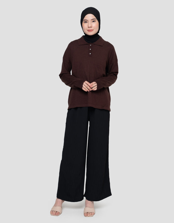 Annisa Ls Knit Top With Collar Kaos Wanita