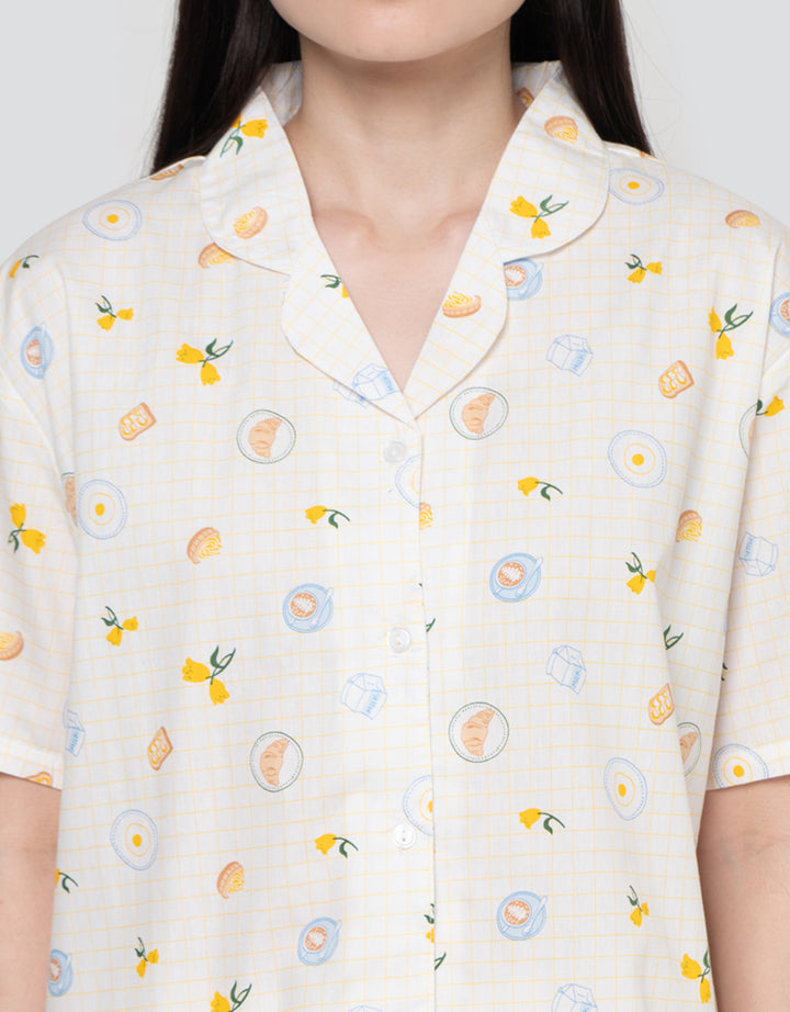 Nevada Breakfast Range Cotton Pj Set Setelan Piyama Wanita