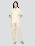 Nevada Breakfast Club Detailed Embro Cotton Setelan Piyama Wanita