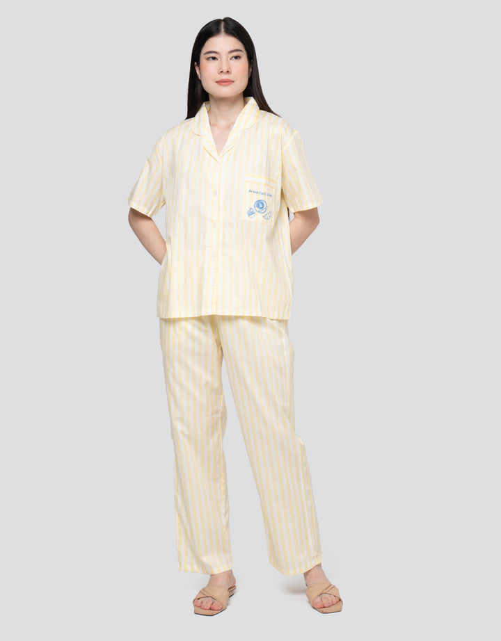 Nevada Breakfast Club Detailed Embro Cotton Setelan Piyama Wanita