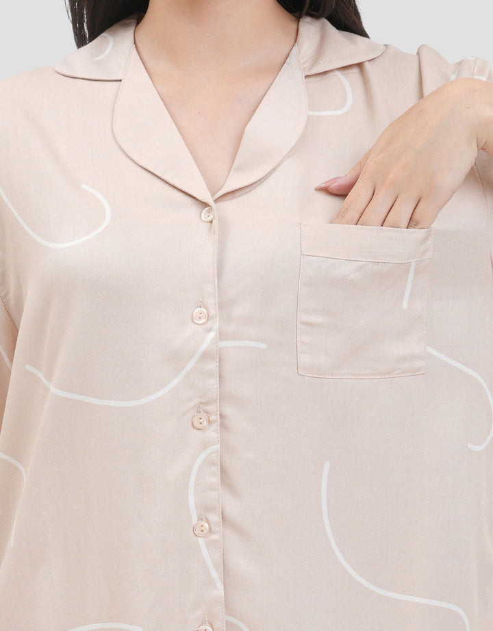Nevada Abstract Lines Viscose Setelan Piyama Wanita