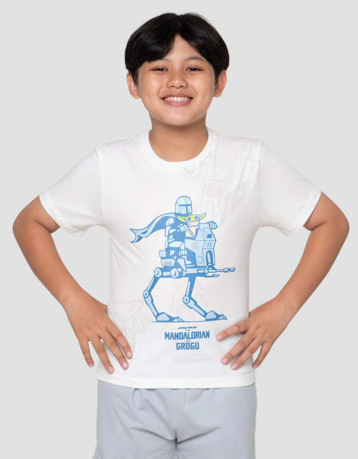 Star Wars Mandalorian Print Kaos Anak Laki-Laki