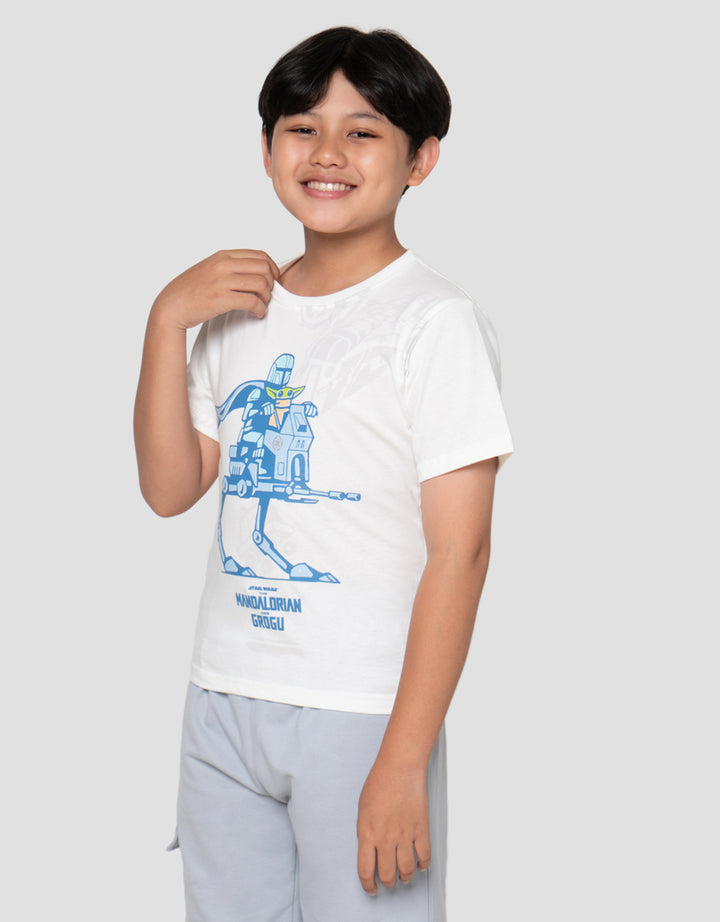 Star Wars Mandalorian Print Kaos Anak Laki-Laki