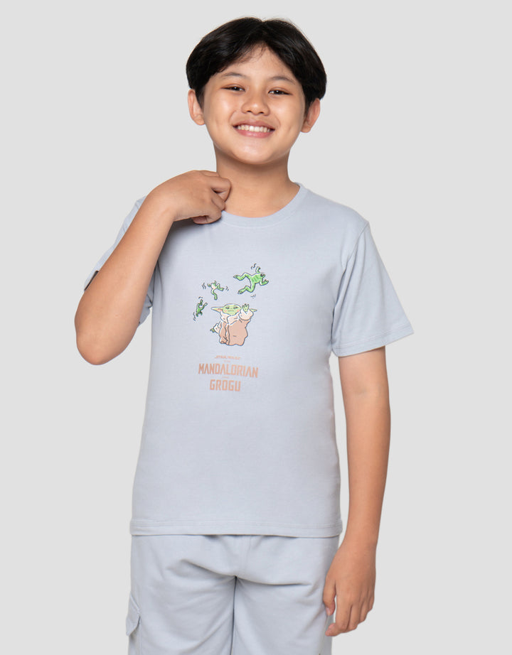 Star Wars Grogu Attack Print Kaos Anak Laki-Laki